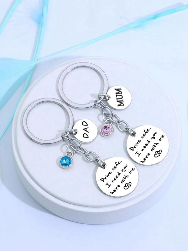 Drive Safe Themed Keychain Set, Fashion Letters Pattern Keychain for Mom Dad, Stainless Steel Keychain for Car, Fashion Accessories for Daily Use