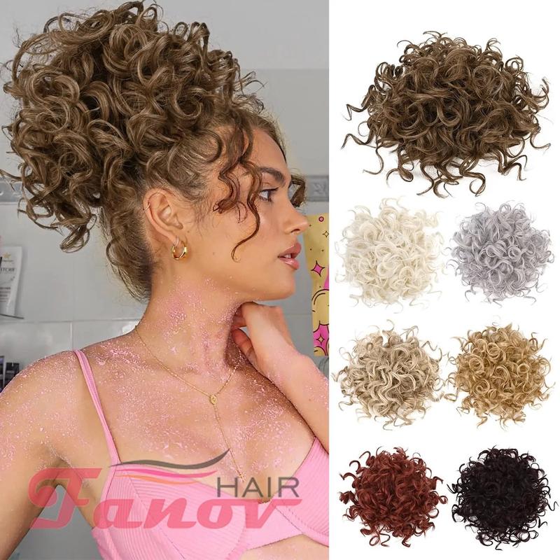 Lynk&Beauty Hair Large Puff Messy Hair Bun Elastic Drawstring Loose Wave Curly Ponytail Extension Synthetic Hair Chignon for Women Daily Use