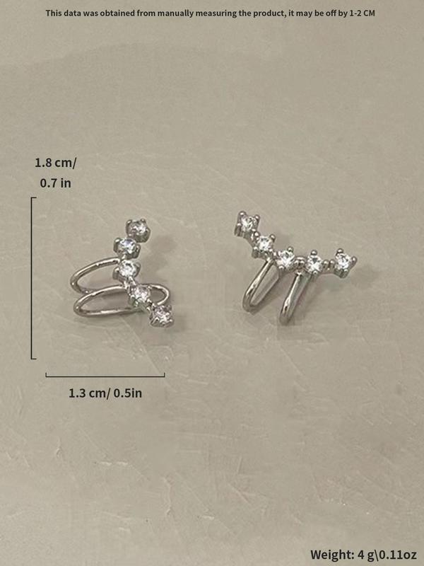 Women's Elegant Fashion Artificial Zircon Ear Cuff, 1 Pair Casual Simple Style Plain Color Ear Bone Clip, Fashionable Jewelry for Women for Daily & Party Decoration