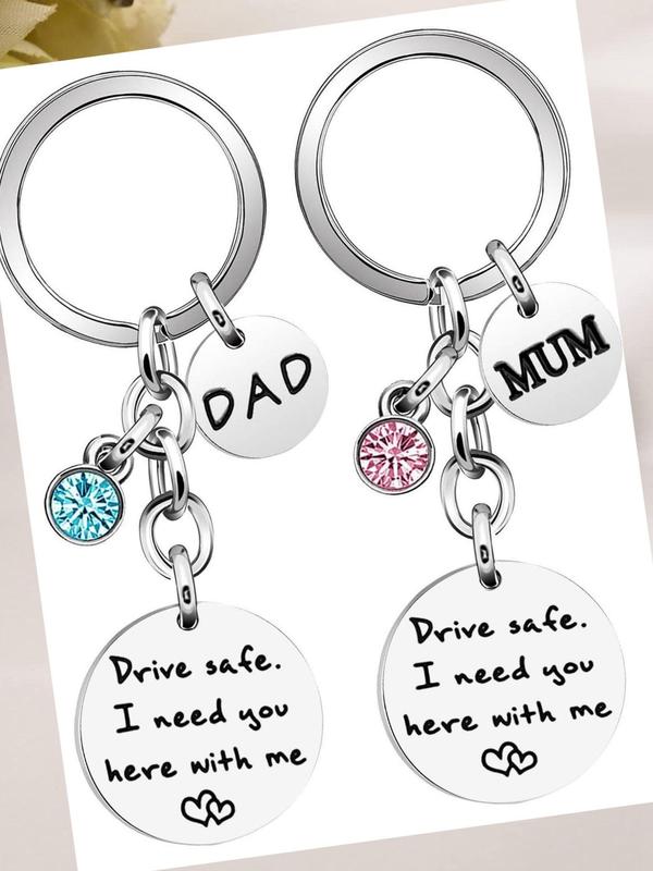 Drive Safe Themed Keychain Set, Fashion Letters Pattern Keychain for Mom Dad, Stainless Steel Keychain for Car, Fashion Accessories for Daily Use