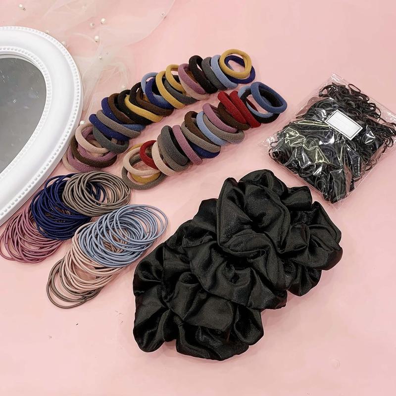 755 count Hair Accessories for Woman Set Seamless Ponytail Holders Variety Hair Scrunchies Hair Bands Scrunchy Hair Ties For Thick and Curly (Mix)