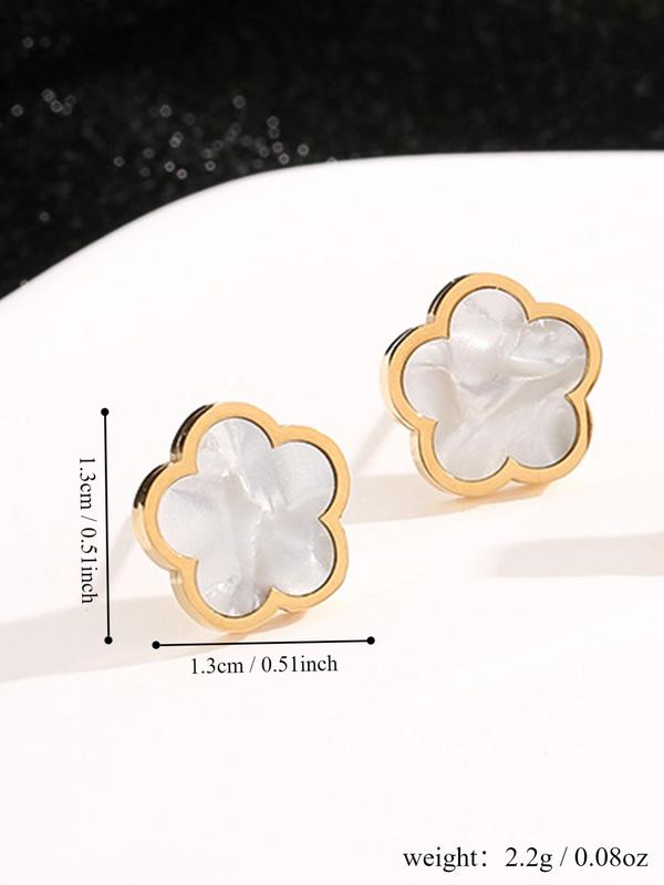 Women's Elegant Flower Design Stud Earrings, Trendy Minimalist All-match Stud Earrings, Chic Gorgeous Jewelry As Gift for Girlfriend