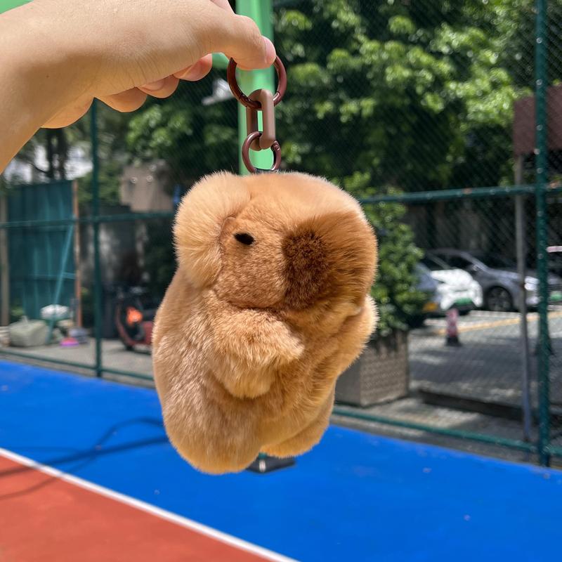 Handmade Capybara PomPom Keychain with a designed tin box, Gift for Birthdays, Anniversaries, Holidays, Special Occasions