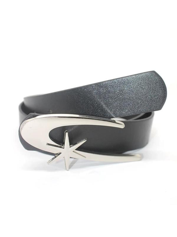 Star Design Pu Buckle Belt, Unisex Fashion Pu Leather Belt, Casual Jeans Pants Belt for Daily Clothing Decor, Trendy All-match & Exquisite Belt for Gift,  Glamour Shoes