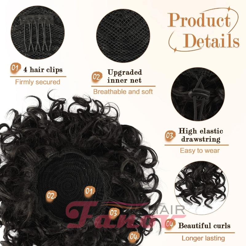 Lynk&Beauty Hair Large Puff Messy Hair Bun Elastic Drawstring Loose Wave Curly Ponytail Extension Synthetic Hair Chignon for Women Daily Use