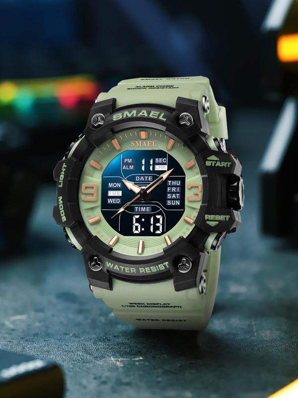 Men's Minimalist Sporty Digital Analog Dual Display Watch, Fashion Waterproof Digital Watch For Daily Life with Box