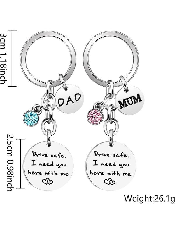 Drive Safe Themed Keychain Set, Fashion Letters Pattern Keychain for Mom Dad, Stainless Steel Keychain for Car, Fashion Accessories for Daily Use