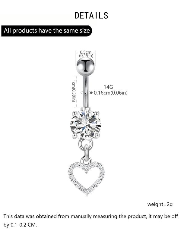 Goth Style Rhinestone Decorated Navel Belly Piercing Ring, Heart Shaped Butterfly Flower Pendant Navel Ring for Women & Girls Back To School, Clean Girl Jewelry Sets for Women