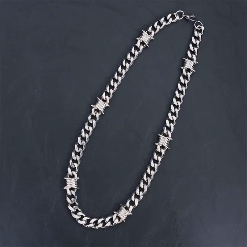 Barbed Wire Cuban Link Wallet Chain + Bracelet Stainless Steel For Men And Women