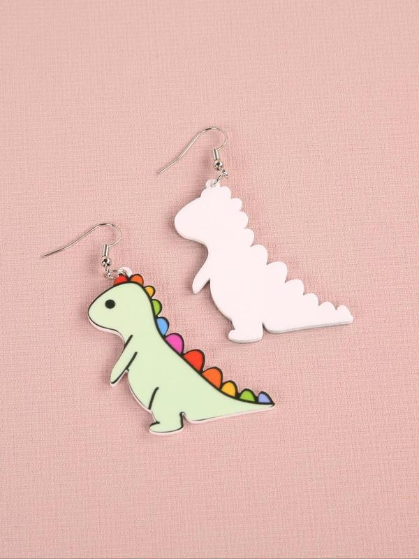 Cute Cartoon Dinosaur Design Dangle Earrings, 1 Pair Creative Fashion Acryl Jewelry Accessories for Women and Girls, Holiday Birthday Party Gifts