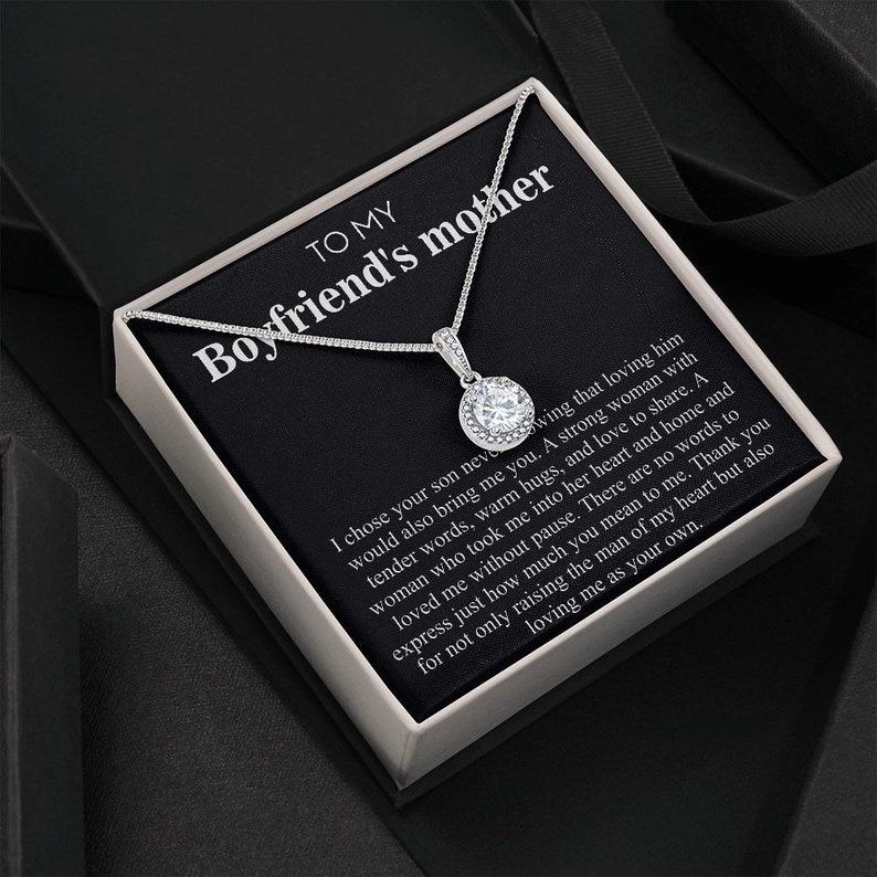 Necklace Gift For Boyfriend's Mother, Birthday Gift For Boyfriend’s Mom, Necklace With Message Card, Christmas Gift For Boyfriends Mom