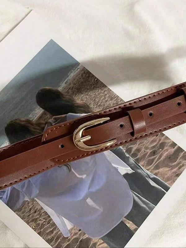 Women's Solid Color PU Buckle Belt, Fashionable Casual Waistband for Jeans, Pants, Trousers, Daily Clothing Decoration