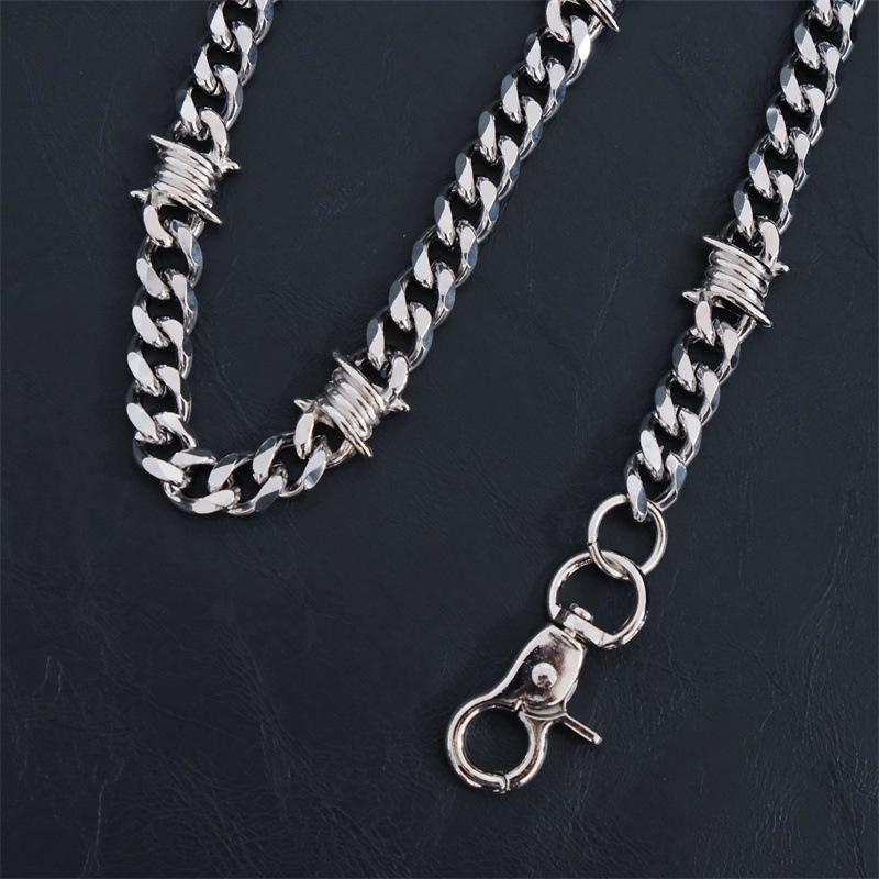 Barbed Wire Cuban Link Wallet Chain + Bracelet Stainless Steel For Men And Women