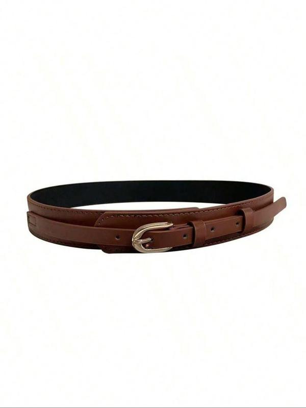 Women's Solid Color PU Buckle Belt, Fashionable Casual Waistband for Jeans, Pants, Trousers, Daily Clothing Decoration