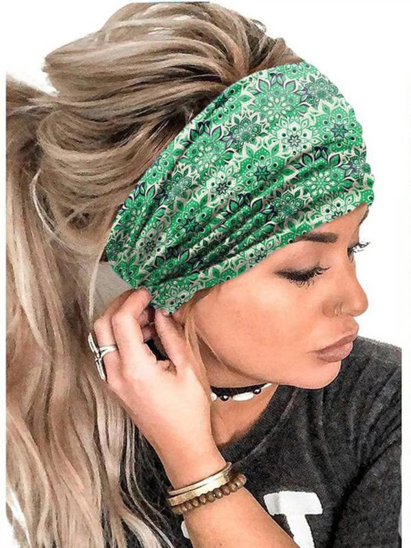 Ethnic Pattern Sport Hair Band, Boho Style Hair Band For Women & Girls, Summer Outfits, Fashion Hair Accessories For Gym Workout Running