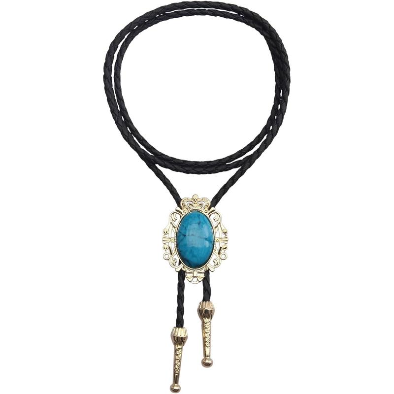 Native American Bolo Tie Rodeo Cowboy Leather Necktie Western Necklace Costume Accessories for Men,Women