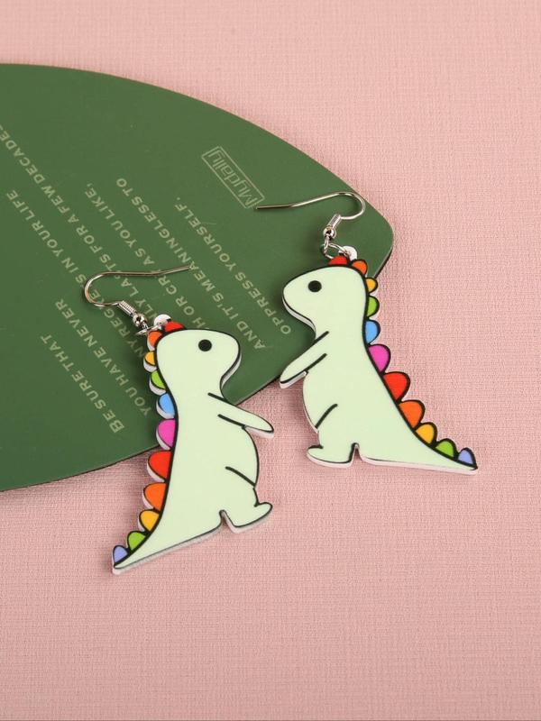 Cute Cartoon Dinosaur Design Dangle Earrings, 1 Pair Creative Fashion Acryl Jewelry Accessories for Women and Girls, Holiday Birthday Party Gifts