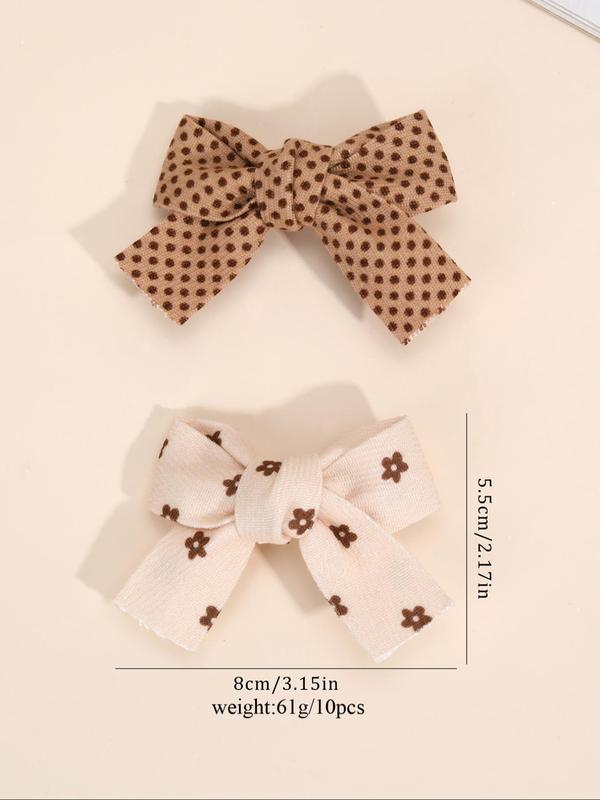 Cute Bow Design Hair Clip, Polka Dot & Floral & Checked & Leopard Pattern Hair Clips Set for Girls, Fashion Hair Accessories for Party, Daily Clothing Decor