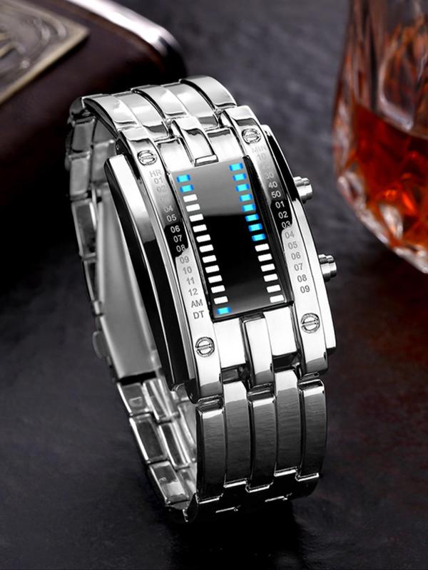 Men's Fashion Waterproof Binary Luminous Digital Watch, Casual Digital Watch with LED Display, Trendy All-match & Exquisite Watch for Birthday Gift without Box