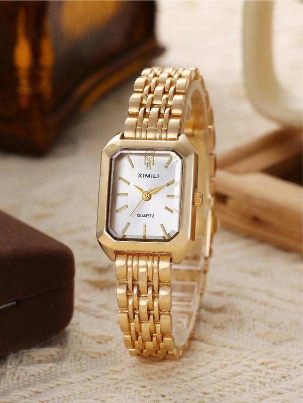 Fashion Classic 5-Pearl Bracelet Watch for Women, Square Dress Watch for Goddesses