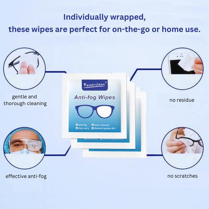 Anti-Fog Lens CleaningWipes, Moistened LensCleaning Eyeglass Wipes，Glass Wipes - Remove Dust, Grease, Dirt, Oil, IndividuallyWrapped Wipes for Eye Glasses, Phone, Computer, Laptop Screen,Camera Lens, Goggles