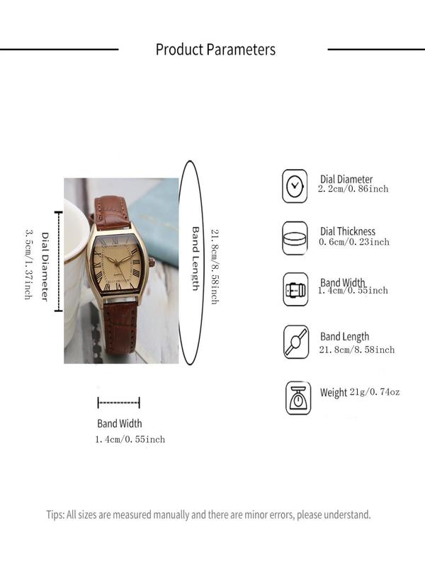 Women's Elegant Geometric Dial Quartz Watch, Fashionable Wristwatch with Pu Leather Strap, Trendy Watch for Women As Gift without Box