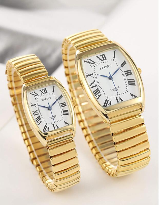 XAPWV Vintage Roman Scale Elastic Band Ladies Quartz Wrist Watch, Fashion Casual