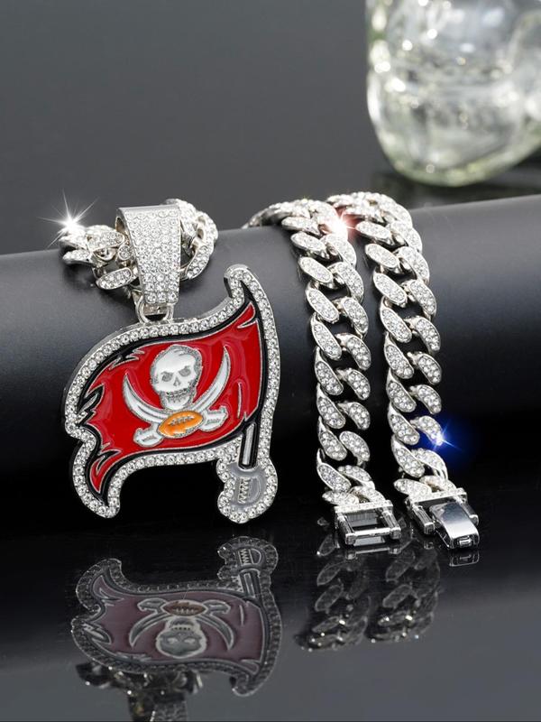 Punk Style Rhinestone Decor Skull Pendant Necklace, Hip Hop Colorblock Jewelry for Party, Daily Decor, Trendy All-match & Exquisite Jewelry for Birthday Gift