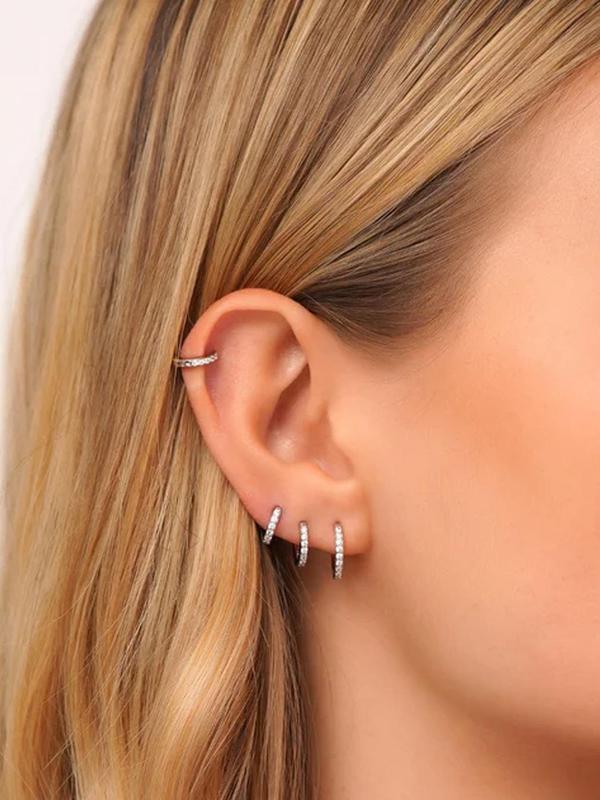 Women's Elegant Rhinestone Decorated Hoop Earrings, Fall 2024 New Arrival Summer Fashion Jewelry for Party, Daily Clothing Decor, Trendy All-match & Exquisite Jewelry for Birthday Gift