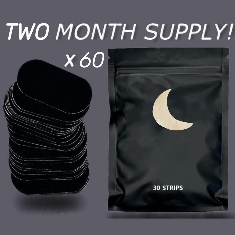 Oral tape (pack of 60 pieces), black soft- grade fabric,anti-snoring,sleep- improving breathing patch,60 pieces supplied twice a month Mouth Tape