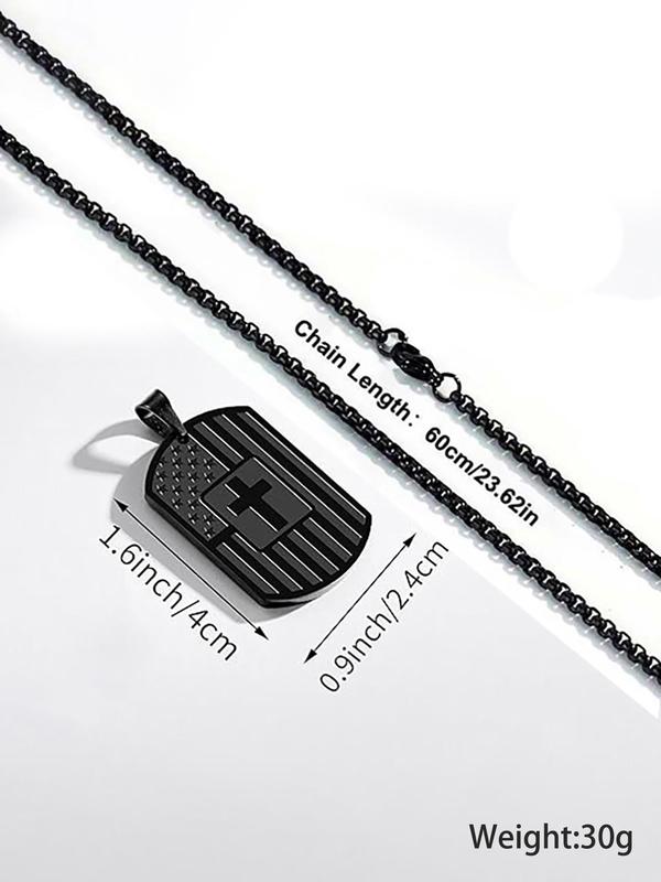 Letter & Flag Pattern Pendant Necklace for Men & Women, 1 Count Stainless Steel Jewelry for Party, Daily Clothing Decor, Trendy All-match & Exquisite Jewelry for Birthday Gift