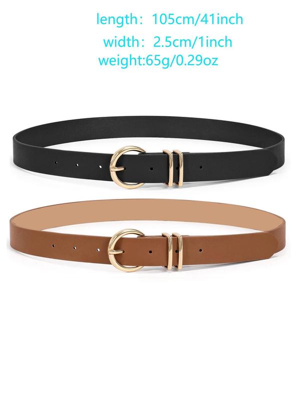 Women's Solid Color PU Buckle Belt, Casual Waistband for Jeans Dress Pants, Summer Trendy All-match & Exquisite Belt for Gift, Fashion Clothes, for Fall Outfits Fall Freshness Accessories