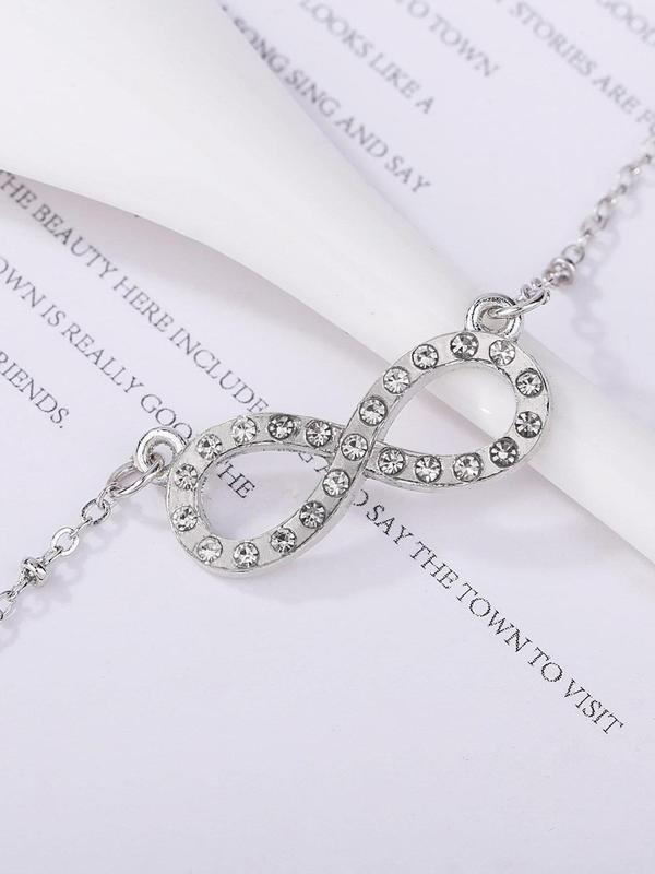 Women's Elegant Rhinestone Infinity Design Pendant Necklace,  Trendy Alloy Necklace, Fashionable Accessories for Daily & Party Decoration