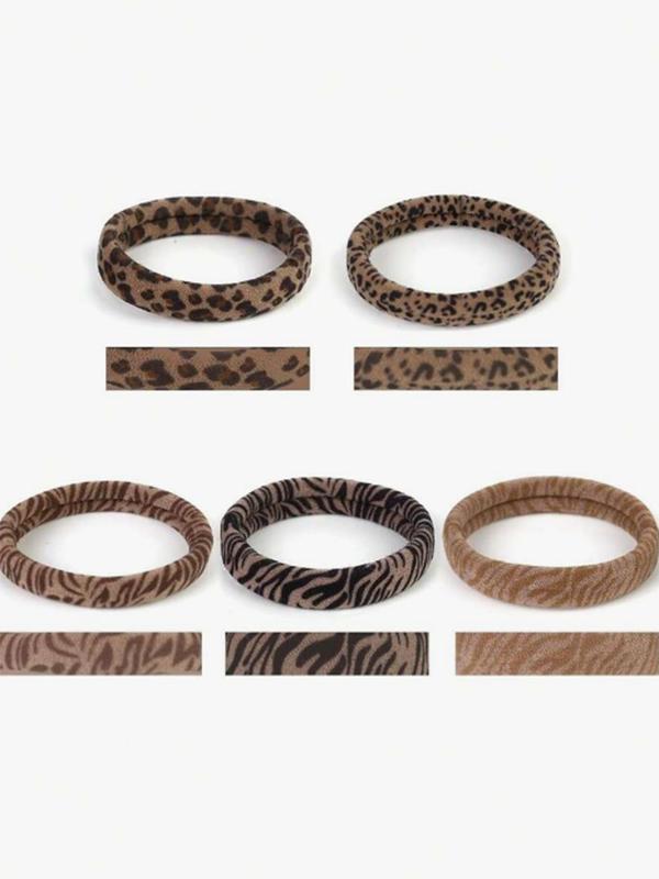 Leopard Pattern Hair Tie, Soft Elastic Hair Tie, Hair Accessories for Women & Girls, Suitable for Thick Hair, Ponytail Holder