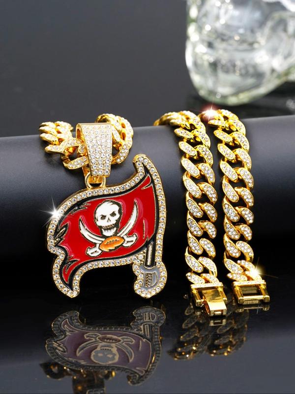 Punk Style Rhinestone Decor Skull Pendant Necklace, Hip Hop Colorblock Jewelry for Party, Daily Decor, Trendy All-match & Exquisite Jewelry for Birthday Gift