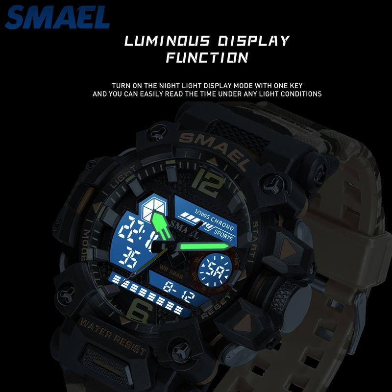 SMAEL Men's Fashion Military Style Watch Luminous Waterproof Electronic Watch 8072