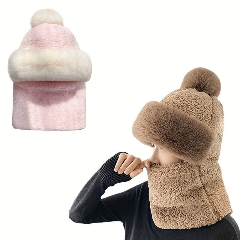 Women's Windproof Knit Scarf & Hat Set - Cozy Blend, Integrated Face Mask for Winter Cycling