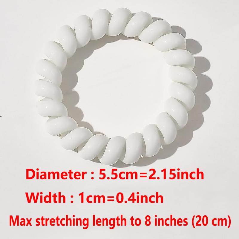 Spiral Hair Ties Traceless Coil Hair Ties 20 count No Crease Phone Cord Hair Ties  Ponytail Holder 2.15inch No  Elastic Hair Bands Hair Accessories for Women Girls (White)