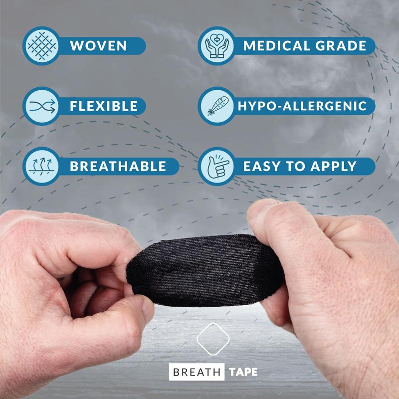 Oral tape (pack of 60 pieces), black soft- grade fabric,anti-snoring,sleep- improving breathing patch,60 pieces supplied twice a month Mouth Tape