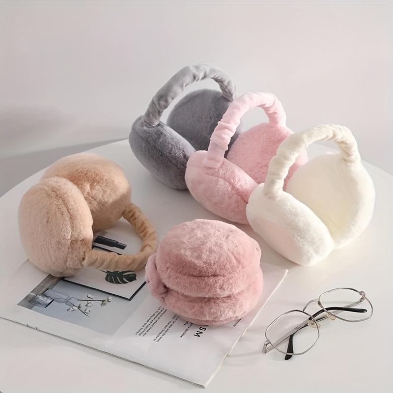 Winter Warm Solid Color Plush Earmuffs Soft Coldproof Foldable Earmuffs Cute Casual Comfortable Ear Warmer For For Women Men Winter Outdoor