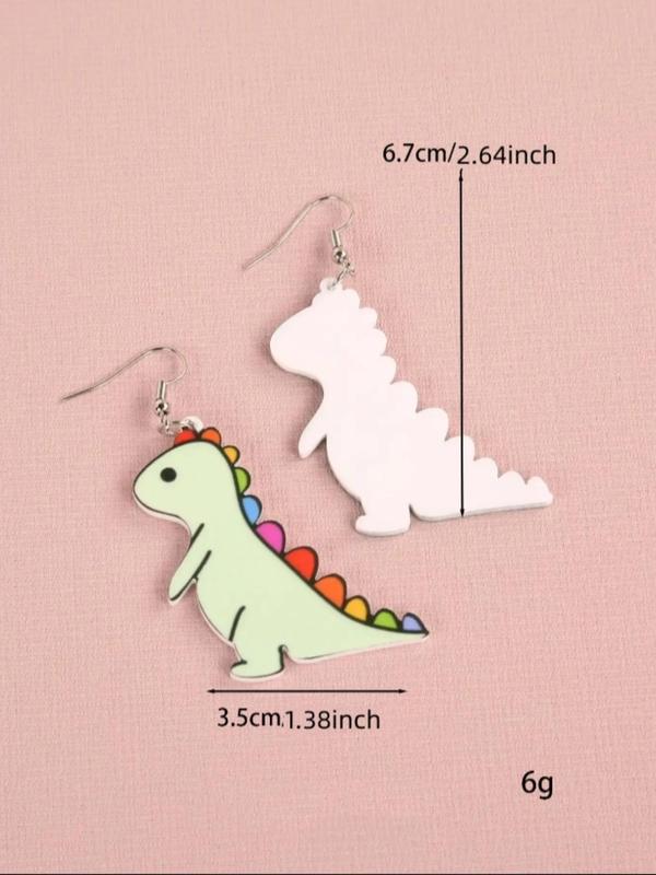 Cute Cartoon Dinosaur Design Dangle Earrings, 1 Pair Creative Fashion Acryl Jewelry Accessories for Women and Girls, Holiday Birthday Party Gifts