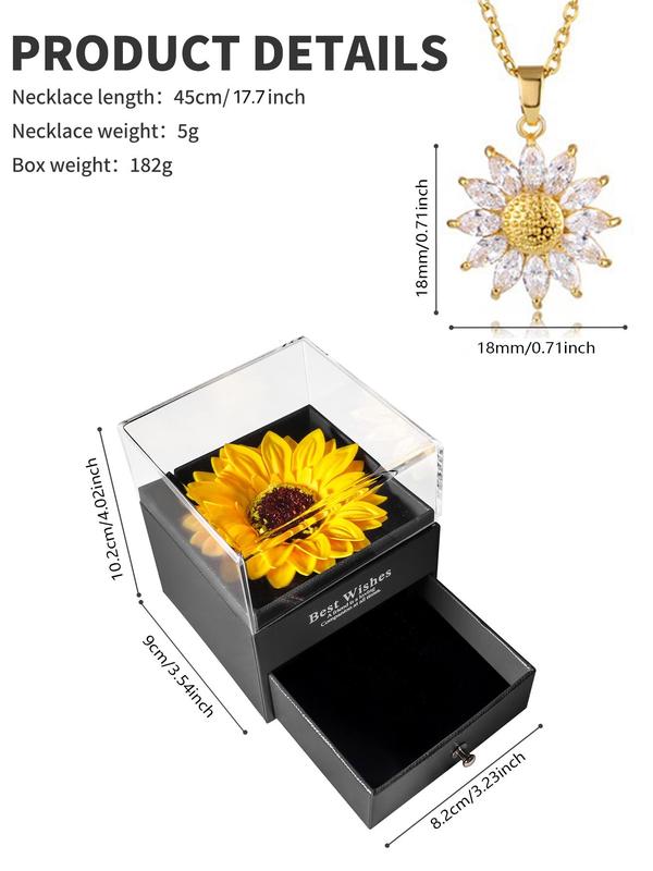 Sunflower Pendant Necklace with Gift Box, Fashion Matching Necklace Jewelry for Party, Fall Daily Clothing Decoration, Trendy All-match & Exquisite Jewelry for Birthday, Girlfriend Gifts Jewelry