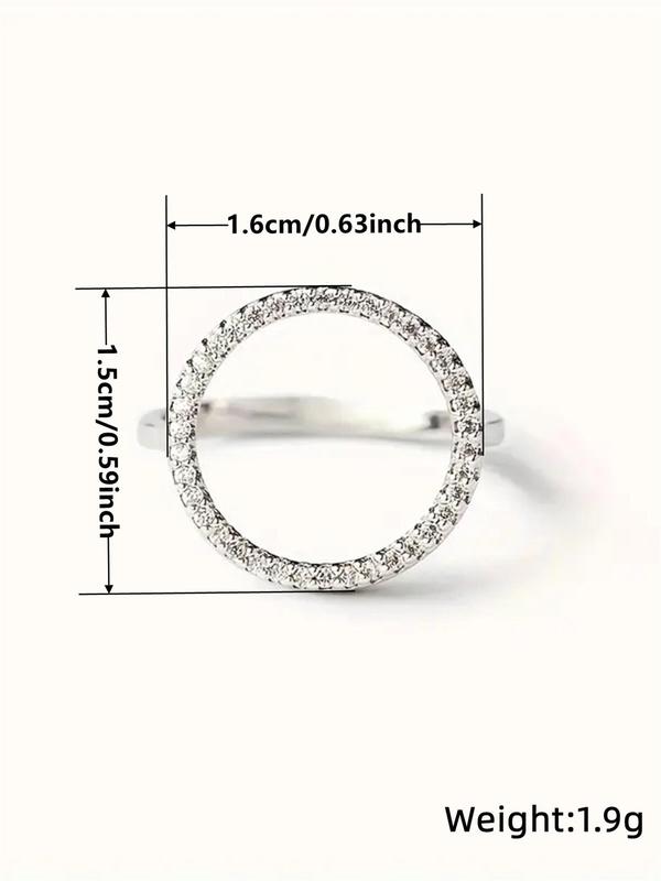 Fashion Rhinestone Decorated Round Design Ring, Fashion Jewelry for Party, Daily Clothing Decor, Trendy All-match & Exquisite Jewelry for Birthday Gift