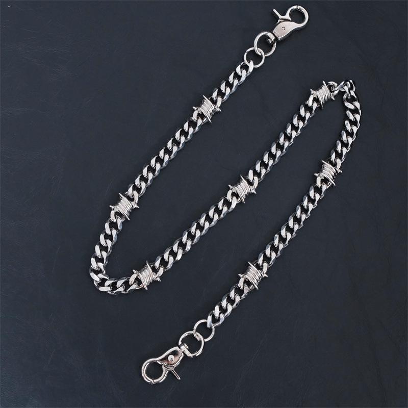 Barbed Wire Cuban Link Wallet Chain + Bracelet Stainless Steel For Men And Women