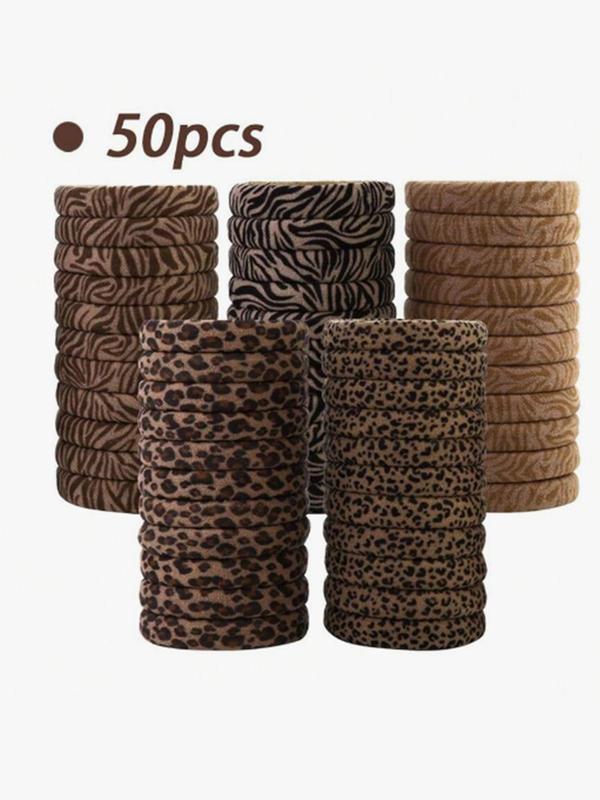 Leopard Pattern Hair Tie, Soft Elastic Hair Tie, Hair Accessories for Women & Girls, Suitable for Thick Hair, Ponytail Holder