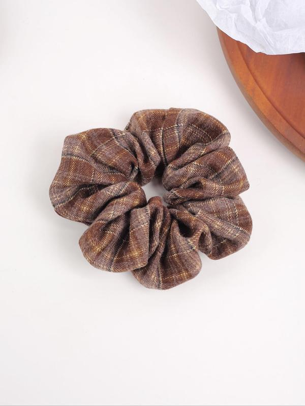 Vintage Tartan Pattern Scrunchies, Minimalist Headwear Suitable for Thick Hair, Scrunchie for Daily Commute