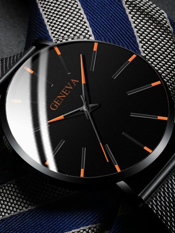 Men's Business Fashion Round Dial Analog Quartz Watch, Fashion Watch for Party, Daily Clothing Decor, Trendy All-match & Exquisite Watch for Birthday Gift