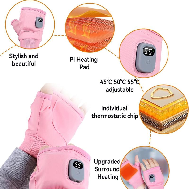 Portable Heating Gloves, 1 Pair Rechargeable Hand Warmer with Digital Display, Heated Gloves with 3 Temperature Modes for Home Use,  Clothes Accessories