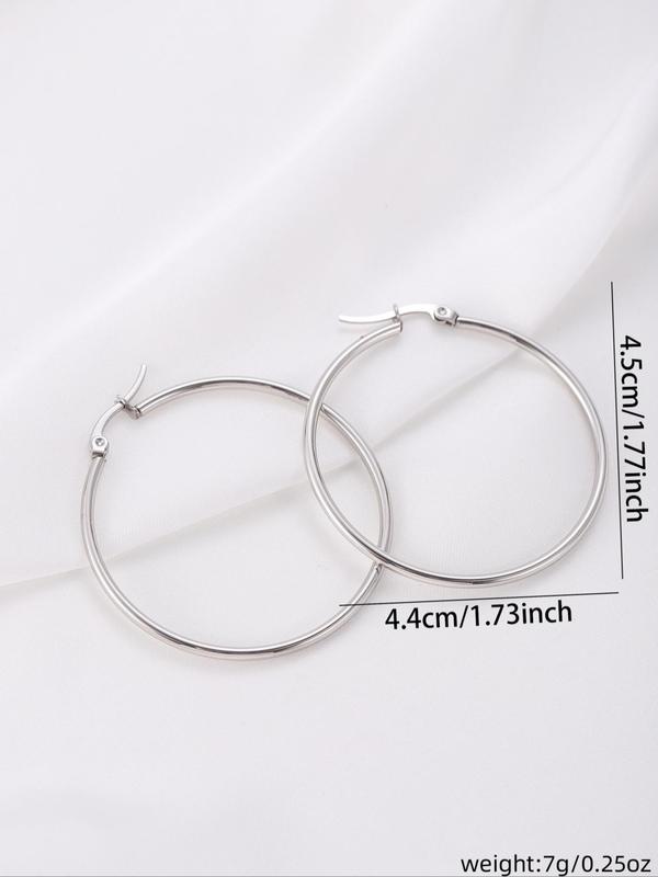  1 Pair Round Hoop Earrings, Fashion Titanium Steel Circle Earrings Accessories for Both Men & Women, Daily Clothing Decor Gift for Girl