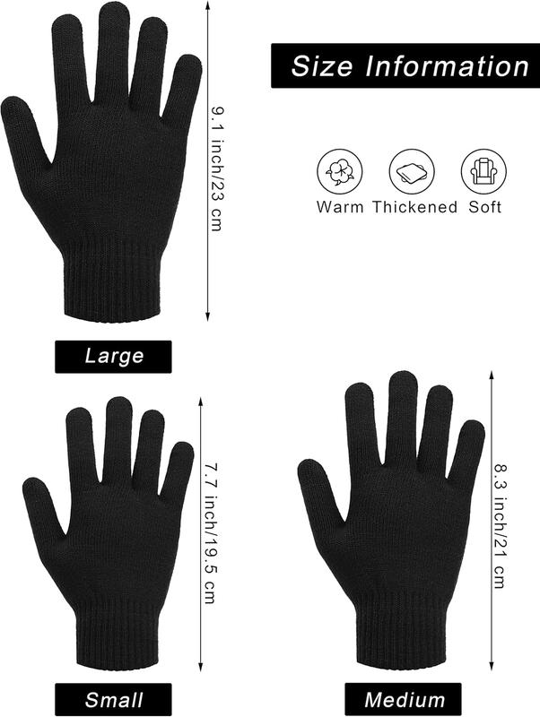 3 Pairs Winter Warm Magic Gloves Thicken Cashmere Knit Gloves Stretchy Unisex Full Fingers Gloves for Men Women